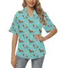 Dachshund Paw Decorative Print Pattern Women's Hawaiian Shirt