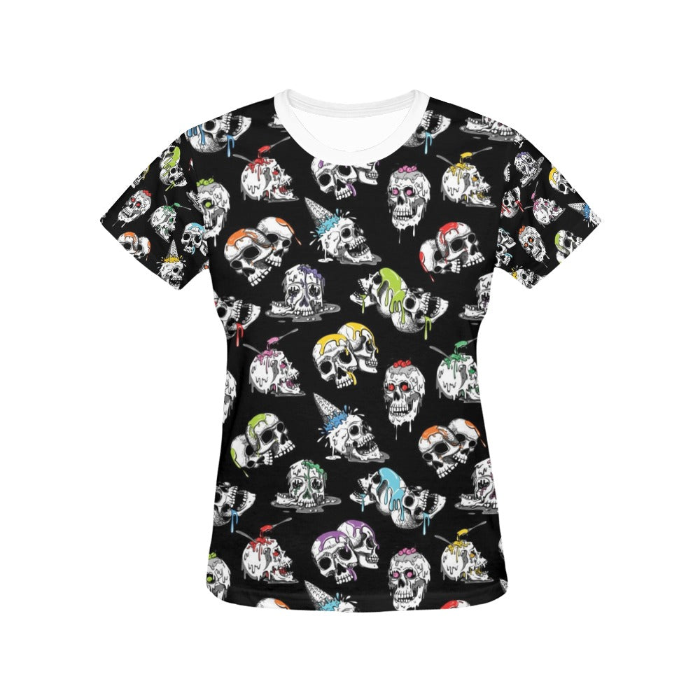 Skull Print Design LKS3013 Women's  T-shirt