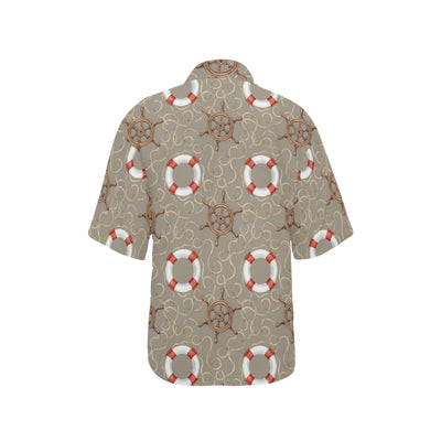 Nautical Pattern Print Design A02 Women's Hawaiian Shirt