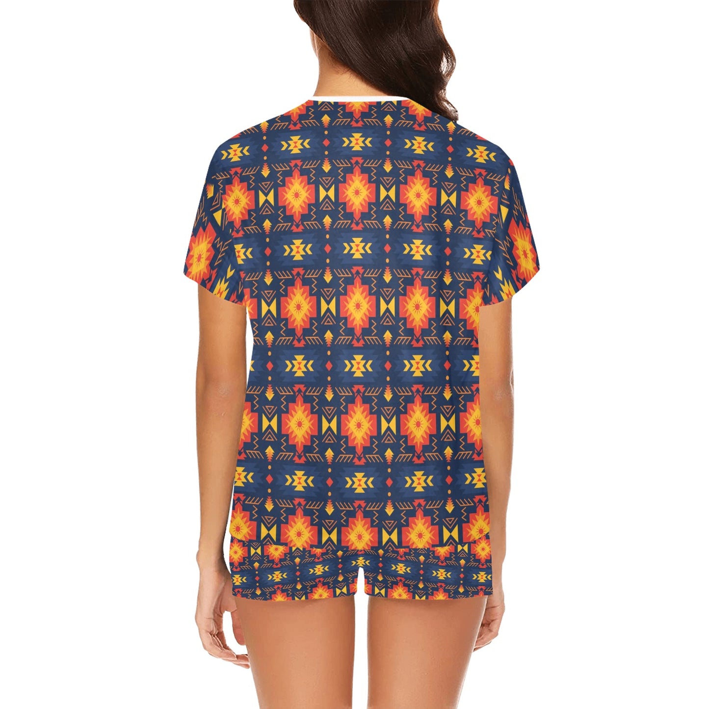 Southwest Pattern Print Design LKS307 Women's Short Pajama Set