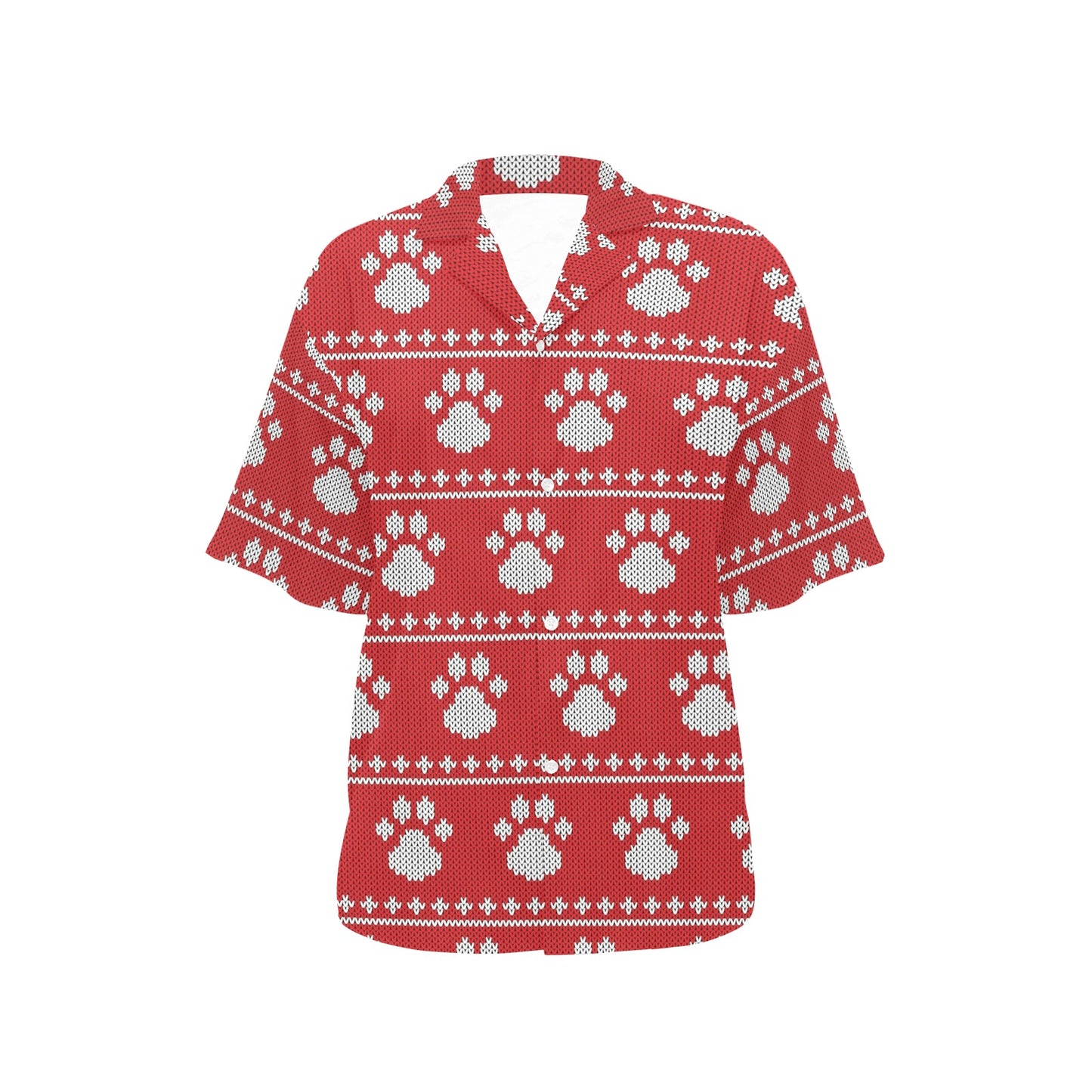 Knit Paw Pattern Print Design 03 Women's Hawaiian Shirt