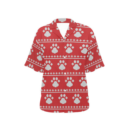 Knit Paw Pattern Print Design 03 Women's Hawaiian Shirt