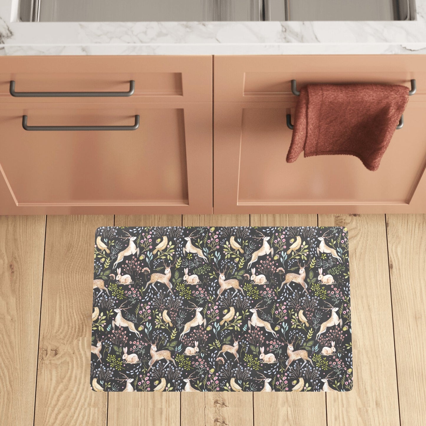 Deer Floral Jungle Kitchen Mat