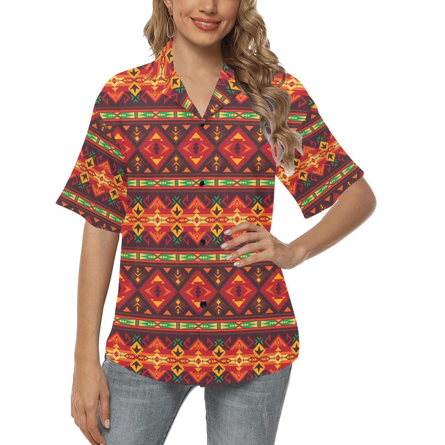 Southwest Pattern Print Design LKS309 Women's Hawaiian Shirt
