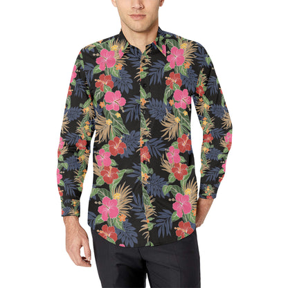 Hawaiian Themed Pattern Print Design H011 Men's Long Sleeve Shirt