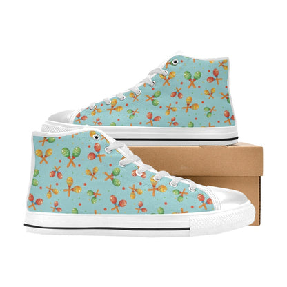 Maracas Print Design LKS402 High Top Women's White Shoes