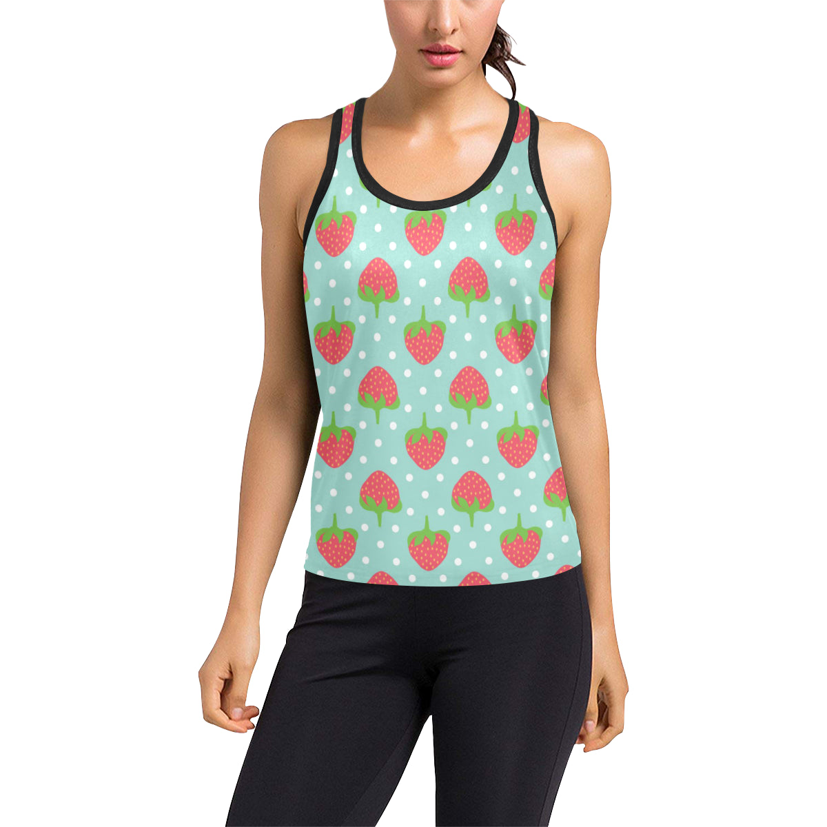 Strawberry Pattern Print Design SB06 Women's Racerback Tank Top