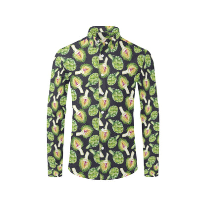 Artichoke Pattern Print Design 01 Men's Long Sleeve Shirt