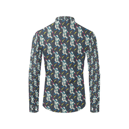 Astronaut Pattern Print Design 04 Men's Long Sleeve Shirt