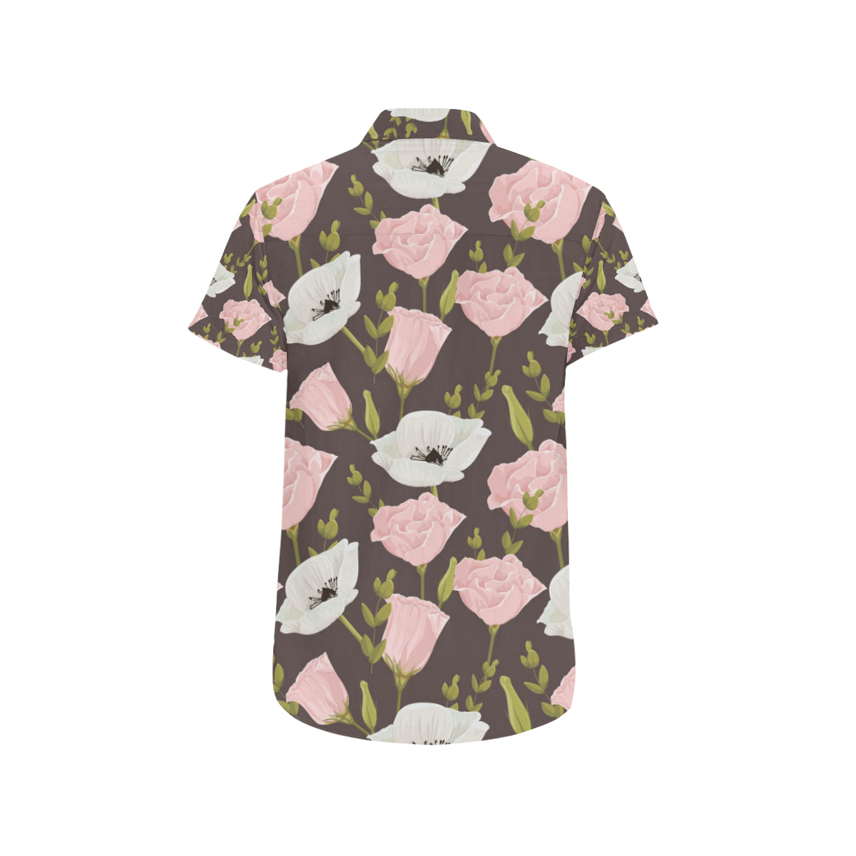 Anemone Pattern Print Design AM011 Men's Short Sleeve Button Up Shirt