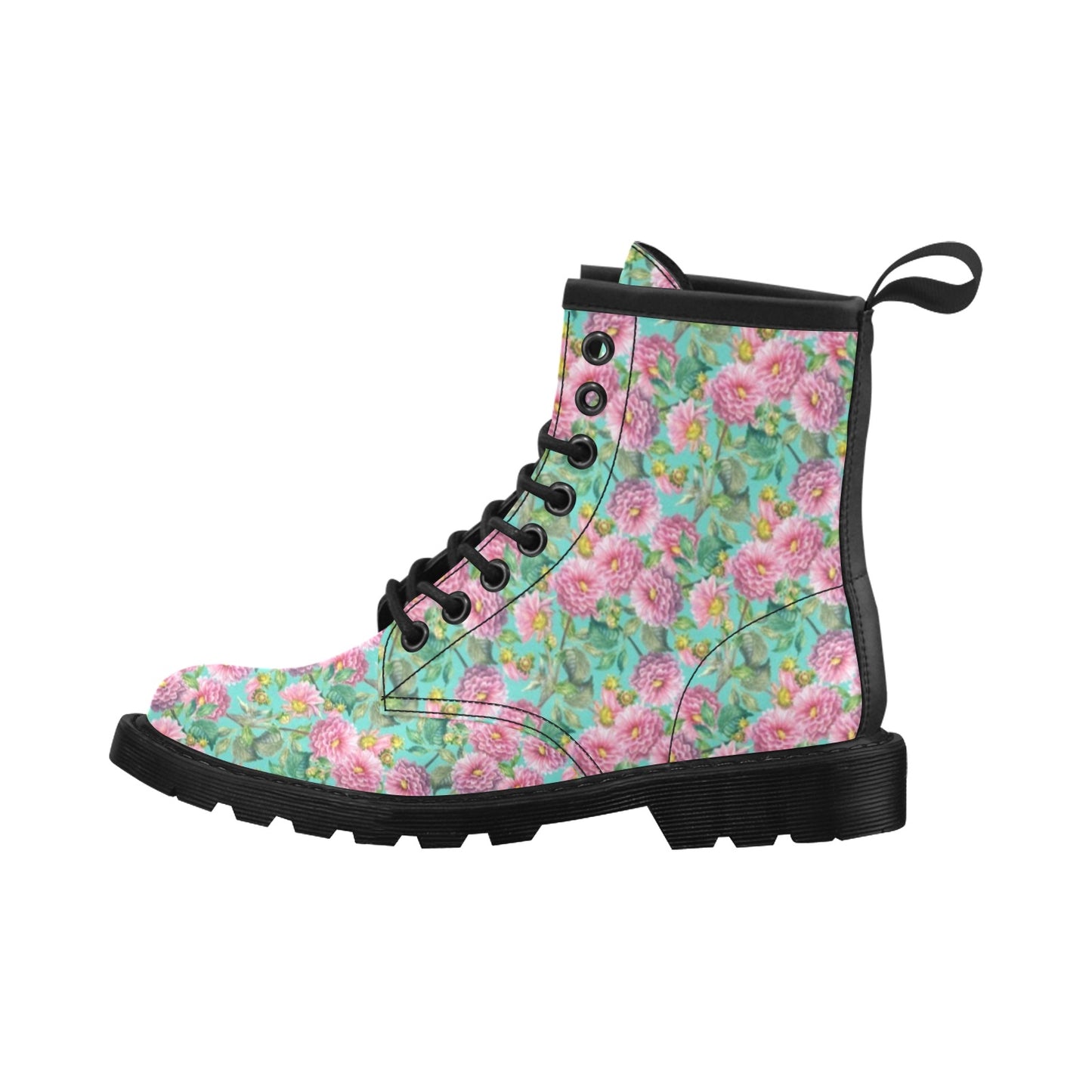 Dahlia Pattern Print Design DH07 Women's Boots