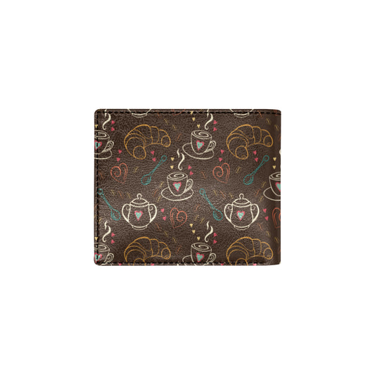 Coffee Pattern Print Design 06 Men's ID Card Wallet
