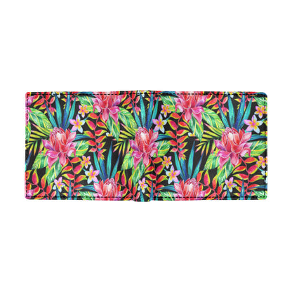 Heliconia Pattern Print Design HL02 Men's ID Card Wallet