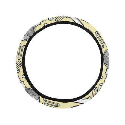 Chemical Pattern Print Design 04 Steering Wheel Cover with Elastic Edge