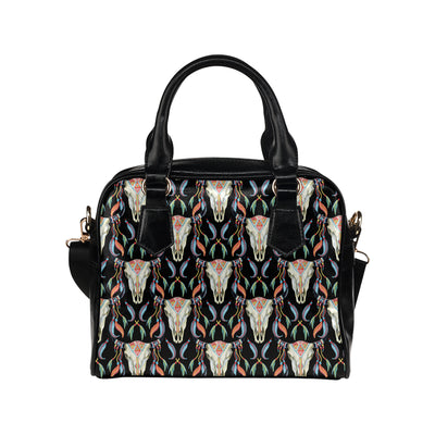 Buffalo Head Boho Style Pattern Print Design 01 Shoulder Handbag