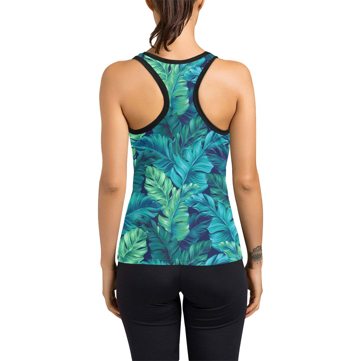 Banana Leaf Pattern Print Design BL05 Women's Racerback Tank Top