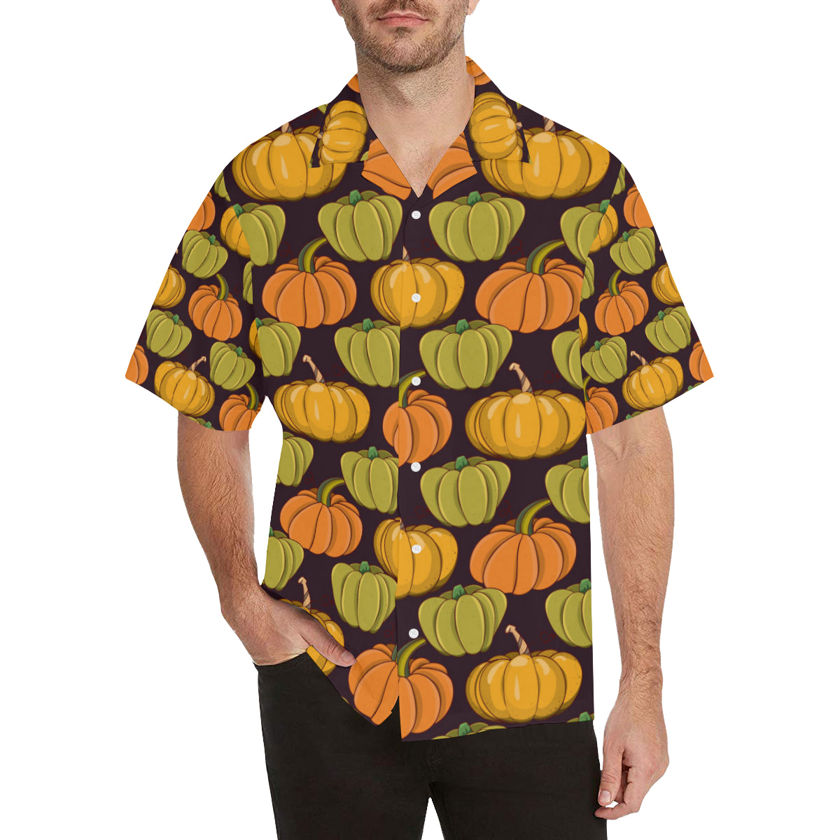 Pumpkin Pattern Print Design A01 Men's Hawaiian Shirt