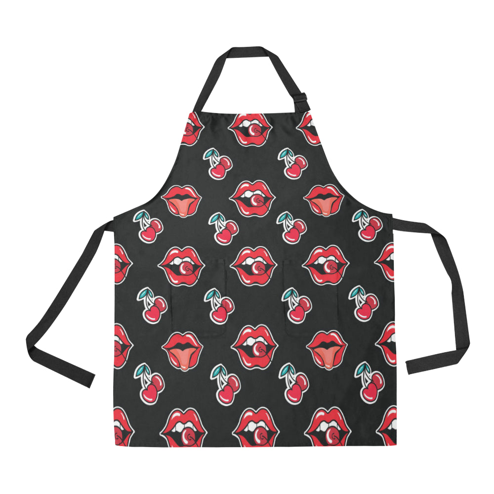 Cherry Pattern Print Design CH04 Apron with Pocket