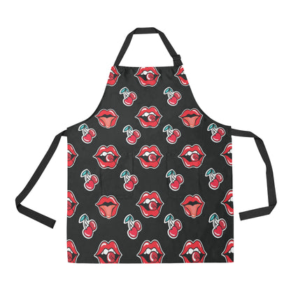 Cherry Pattern Print Design CH04 Apron with Pocket