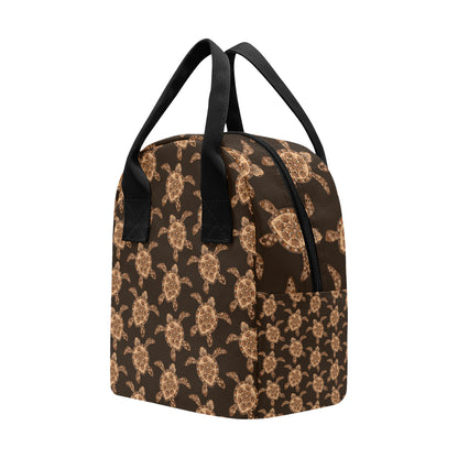 Tribal Sea Turtle Pattern Print Design T09 Insulated Lunch Bag