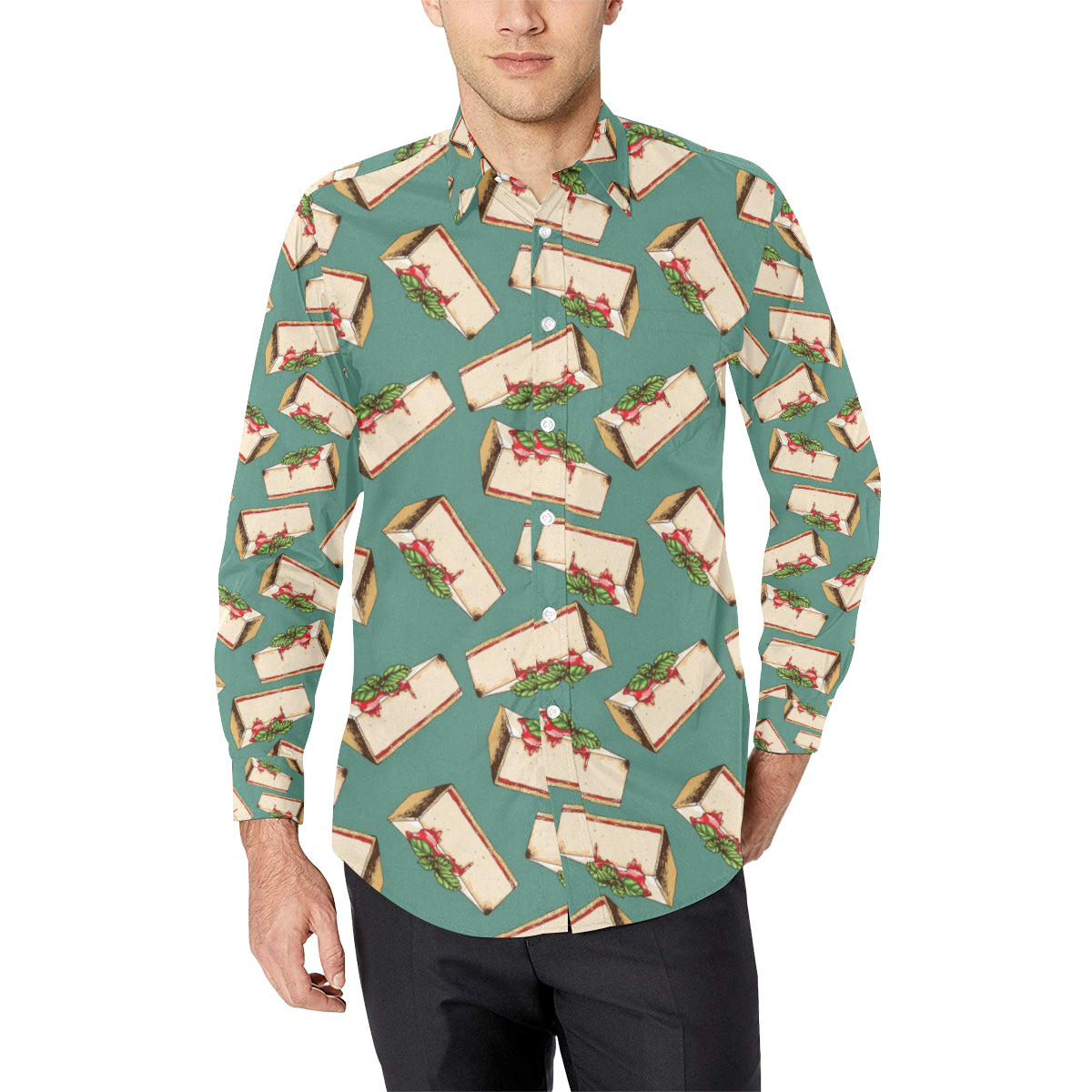 Cheesecake Pattern Print Design CK02 Men's Long Sleeve Shirt
