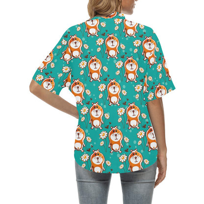 Hamster Pattern Print Design 01 Women's Hawaiian Shirt