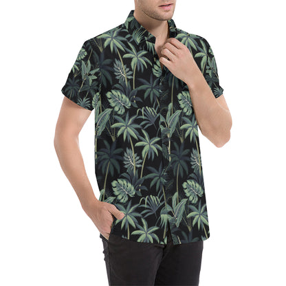 Rainforest Pattern Print Design RF02 Men's Short Sleeve Button Up Shirt