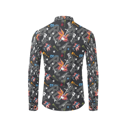 Rock and Roll Pattern Print Design A01 Men's Long Sleeve Shirt