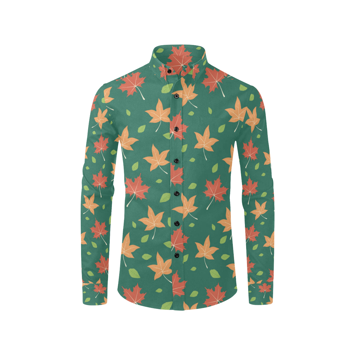 Maple Leaf Pattern Print Design 04 Men's Long Sleeve Shirt
