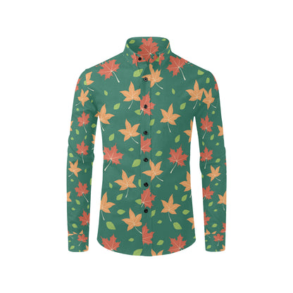 Maple Leaf Pattern Print Design 04 Men's Long Sleeve Shirt