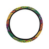 Feather Multicolor Design Print Steering Wheel Cover with Elastic Edge