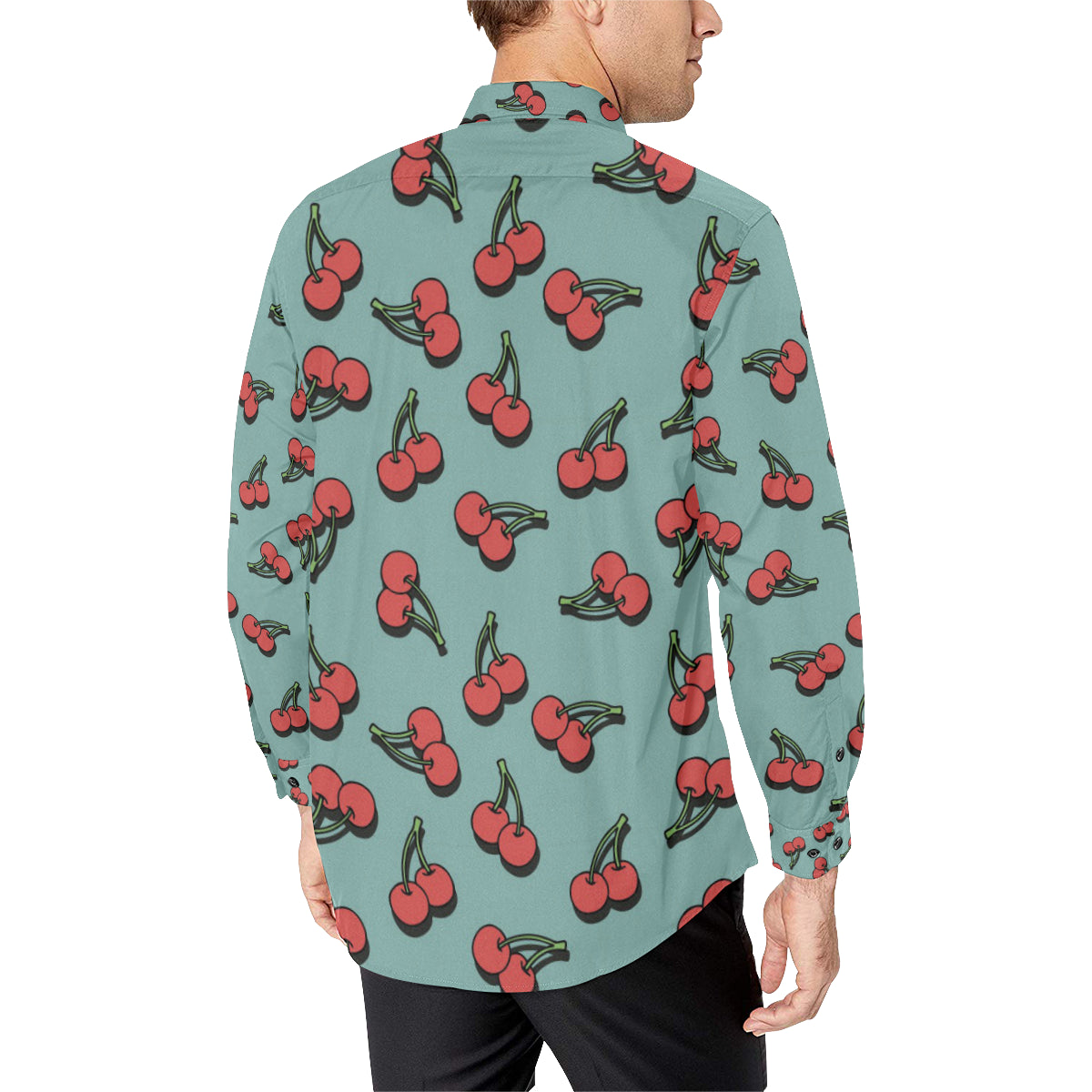 Cherry Pattern Print Design CH03 Men's Long Sleeve Shirt