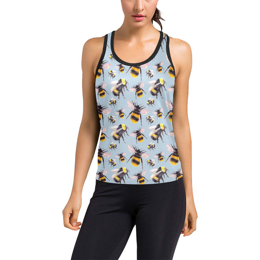 Bee Pattern Print Design BEE08 Women's Racerback Tank Top