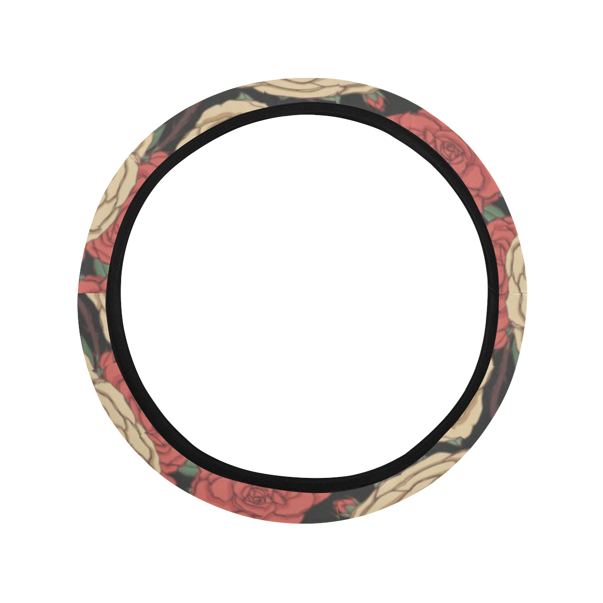Camellia Pattern Print Design CM01 Steering Wheel Cover with Elastic Edge