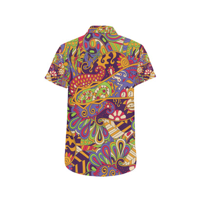 Funky Retro Pattern Print Design A04 Men's Short Sleeve Button Up Shirt