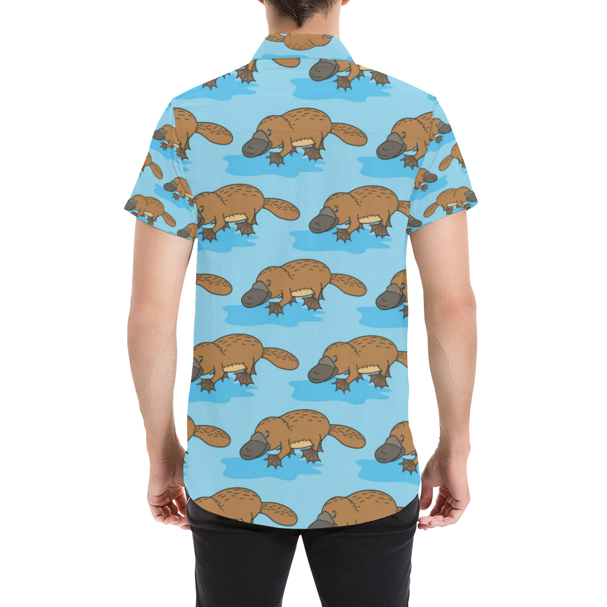Platypus Pattern Print Design A02 Men's Short Sleeve Button Up Shirt