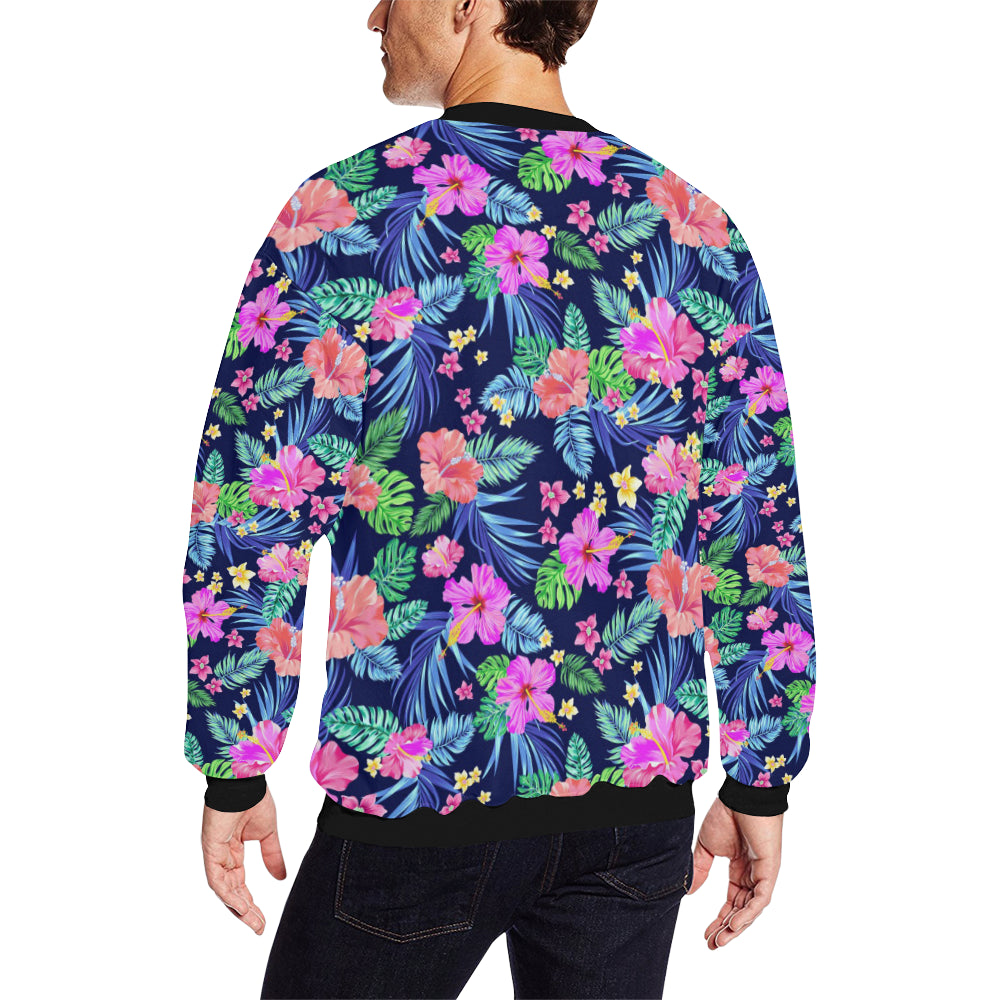 Neon Hibiscus Pattern Print Design HB016 Men Long Sleeve Sweatshirt