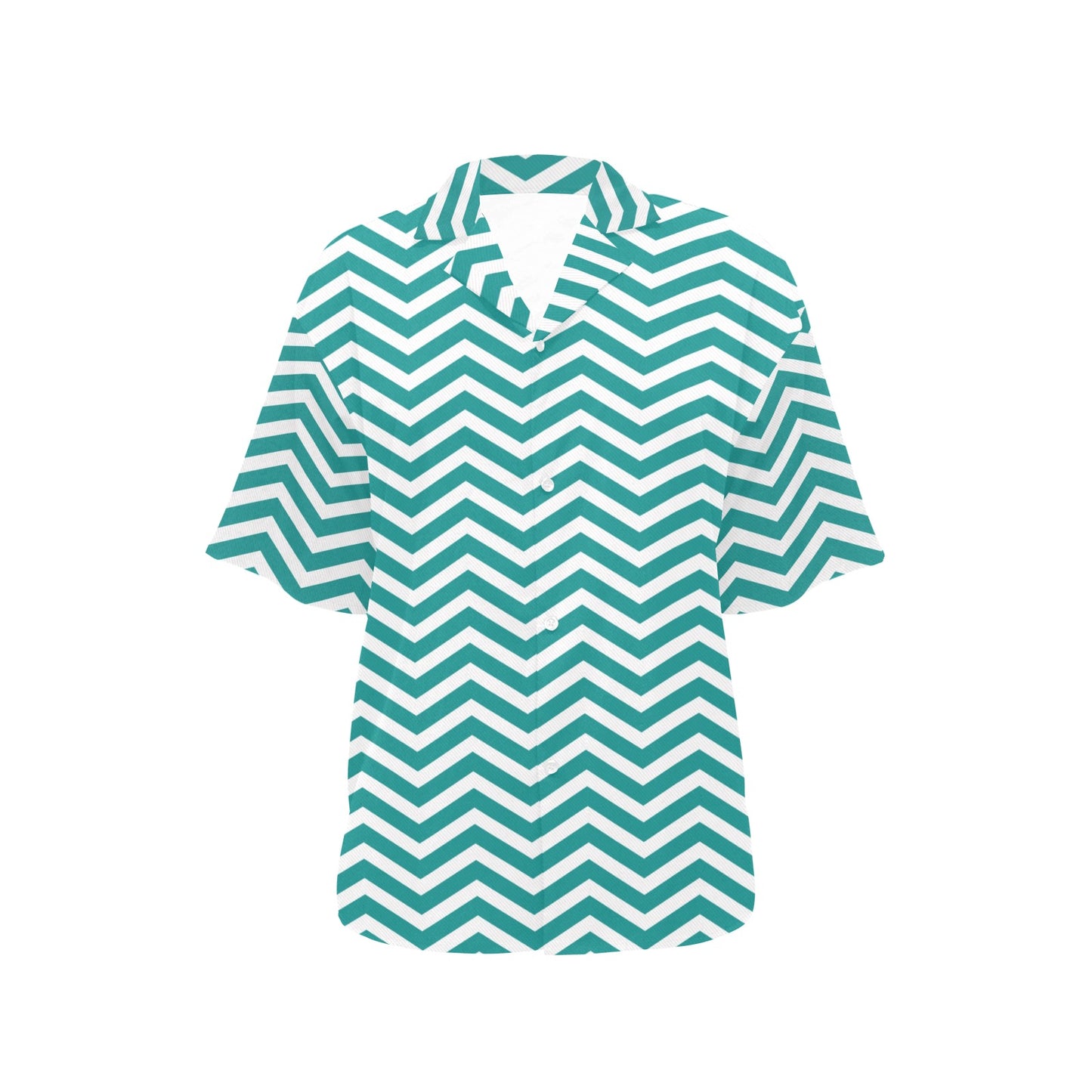 Chevron Teal Pattern Print Design 02 Women's Hawaiian Shirt
