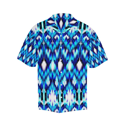 Ikat Blue Pattern Print Design 01 Men's Hawaiian Shirt