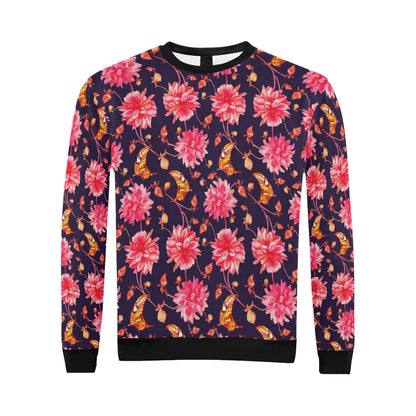 Dahlia Pattern Print Design DH03 Men Long Sleeve Sweatshirt