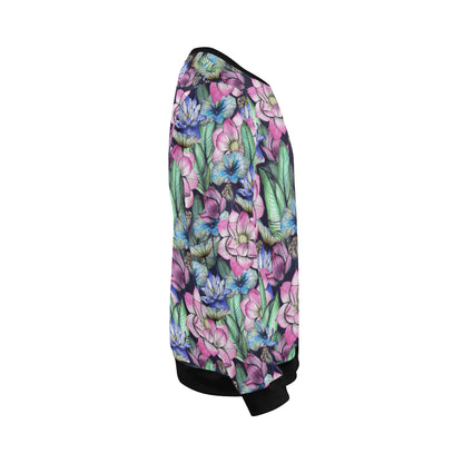 Water Lily Pattern Print Design WL07 Men Long Sleeve Sweatshirt