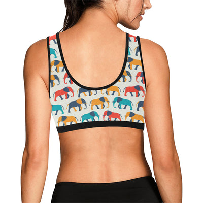 Elephant Colorful Print Pattern Sports Bra