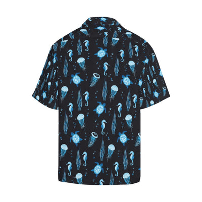 Sea Turtle Jelly Fish Sea Horse Print Design LKS3014 Men's Hawaiian Shirt