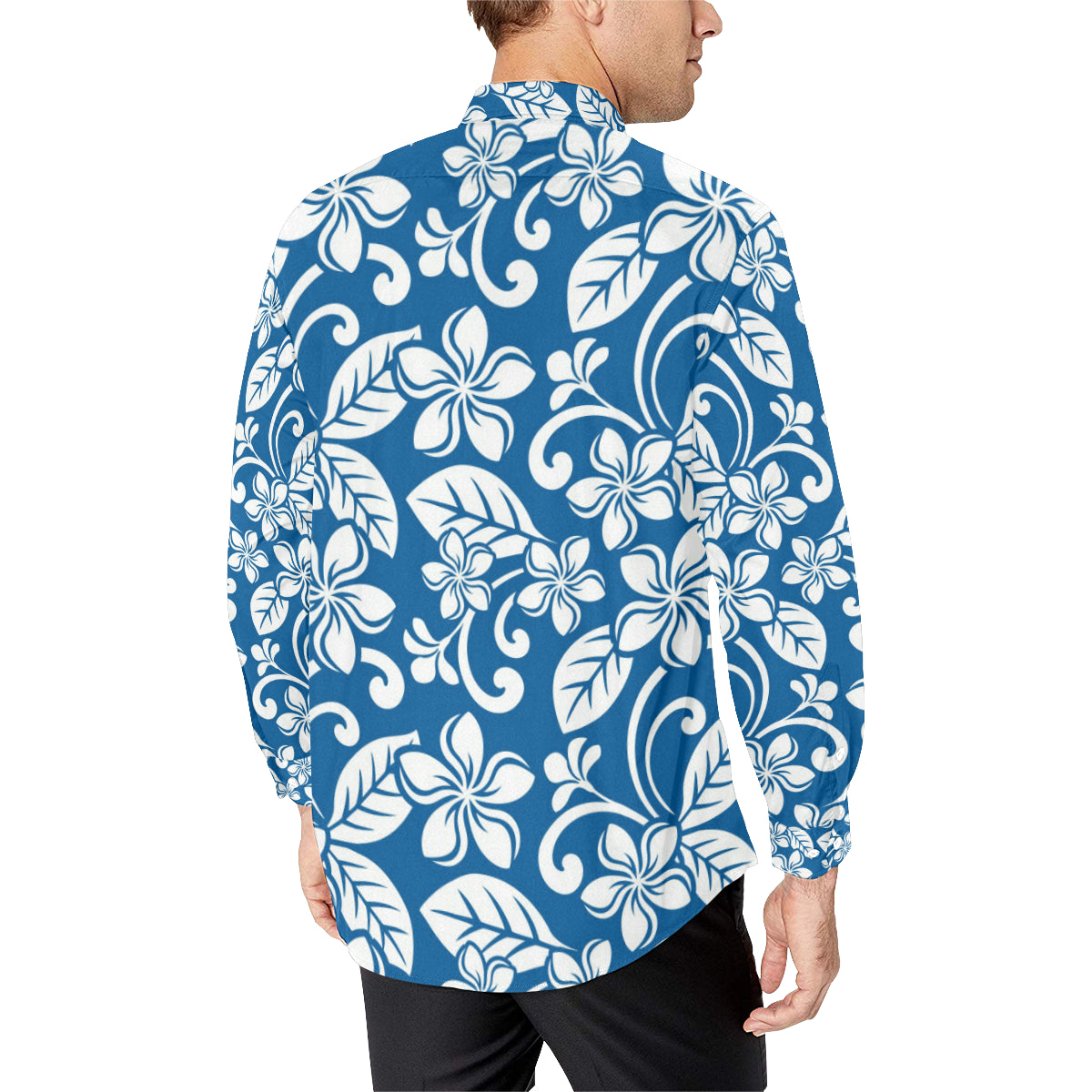 Plumeria Pattern Print Design PM013 Men's Long Sleeve Shirt