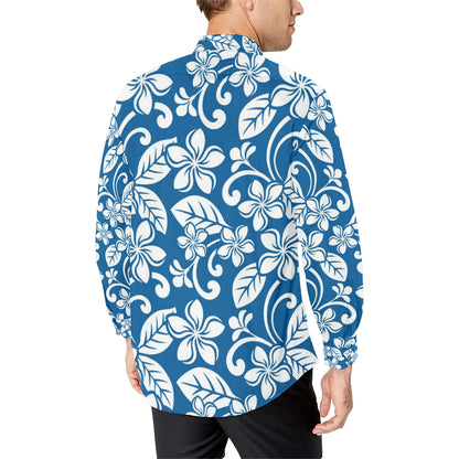 Plumeria Pattern Print Design PM013 Men's Long Sleeve Shirt