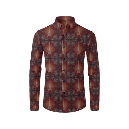 Eiffel Tower Drawing Print Men's Long Sleeve Shirt