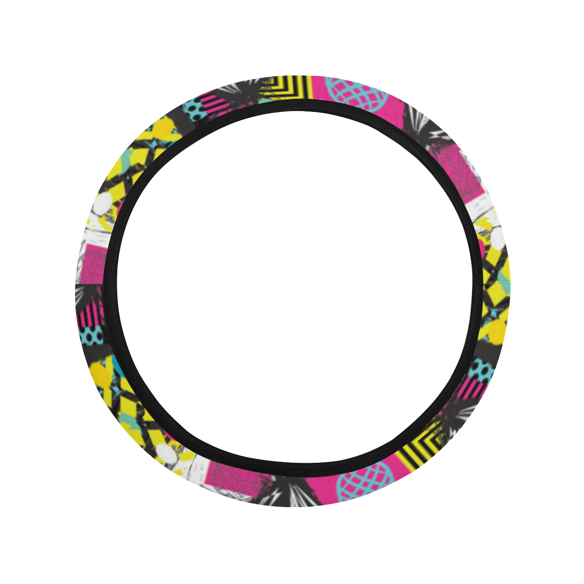 Pop Art Pineapple Pattern Print Design A02 Steering Wheel Cover with Elastic Edge