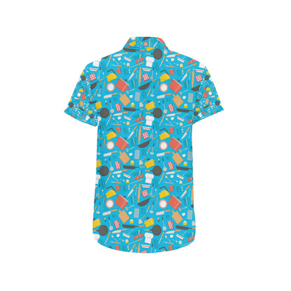 Cooking Kitchen Tools Pattern Print Design 03 Men's Short Sleeve Button Up Shirt