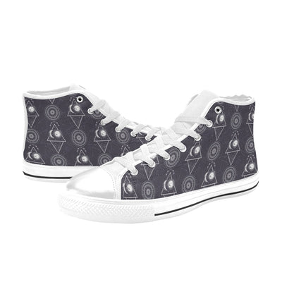 Sun Moon Print Design LKS309 High Top Women's White Shoes