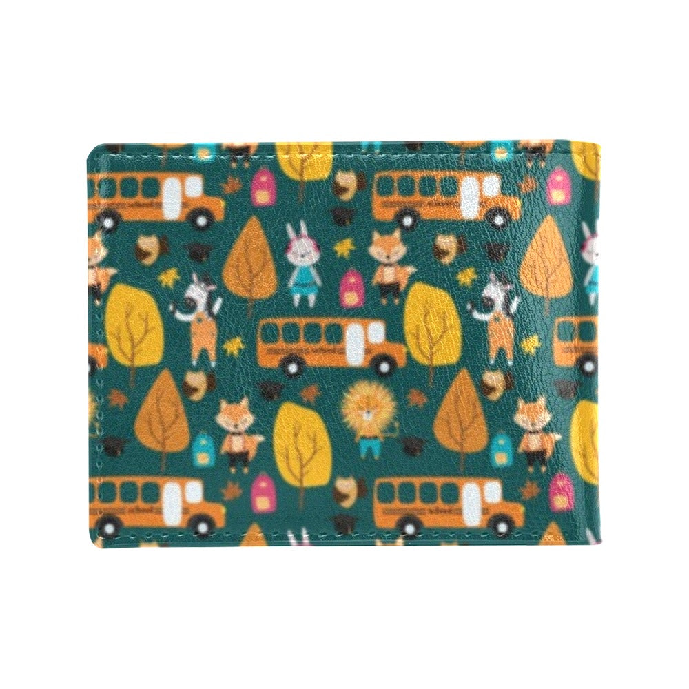 School Bus Print Design LKS309 Men's ID Card Wallet